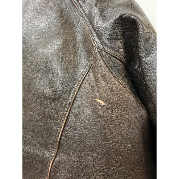 Vintage Leather King Motorcycle Jacket Brown Leather Bomber Biker Coat XL - Picture 9 of 12